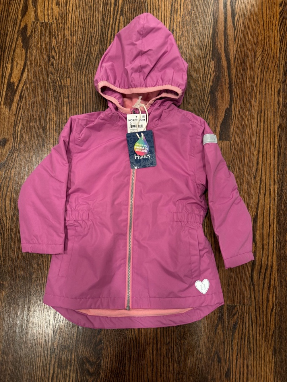 NWT! Size 4 Hatley Fleece-Lined Hooded Rain Coat in Radiant Orchid